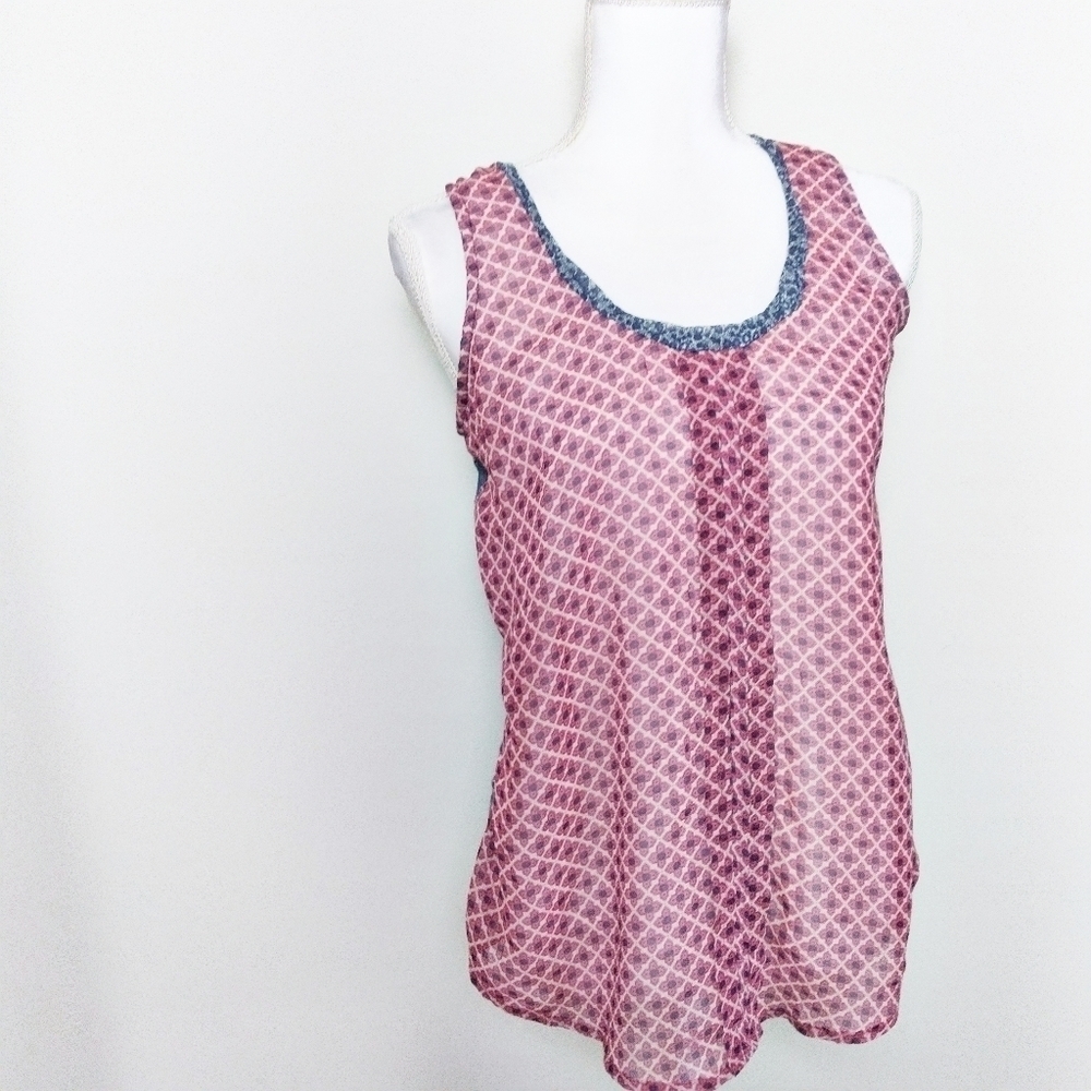 Anthro One September Mixed Print Sleeveless Blouse